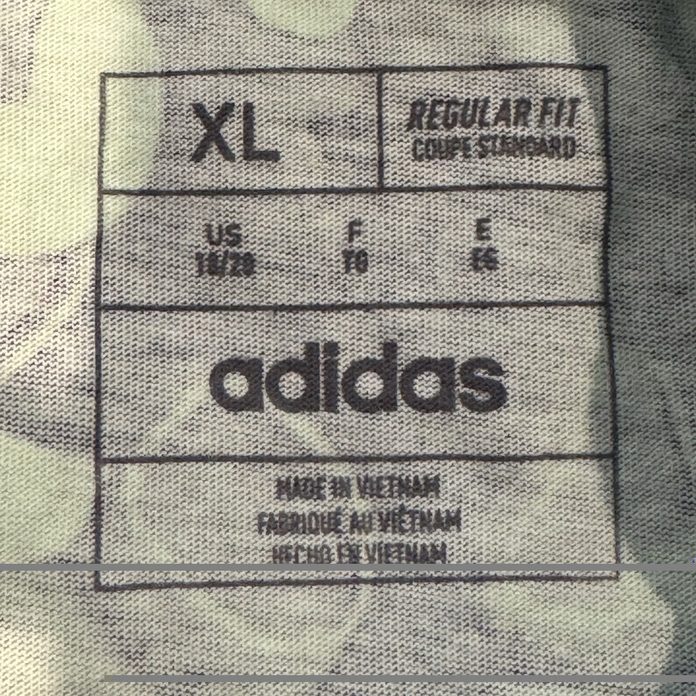 Adidas Boys XL 18/20 Camo T-Shirt Blue Green Allover Print Cotton NWOT - Picture 5 of 8